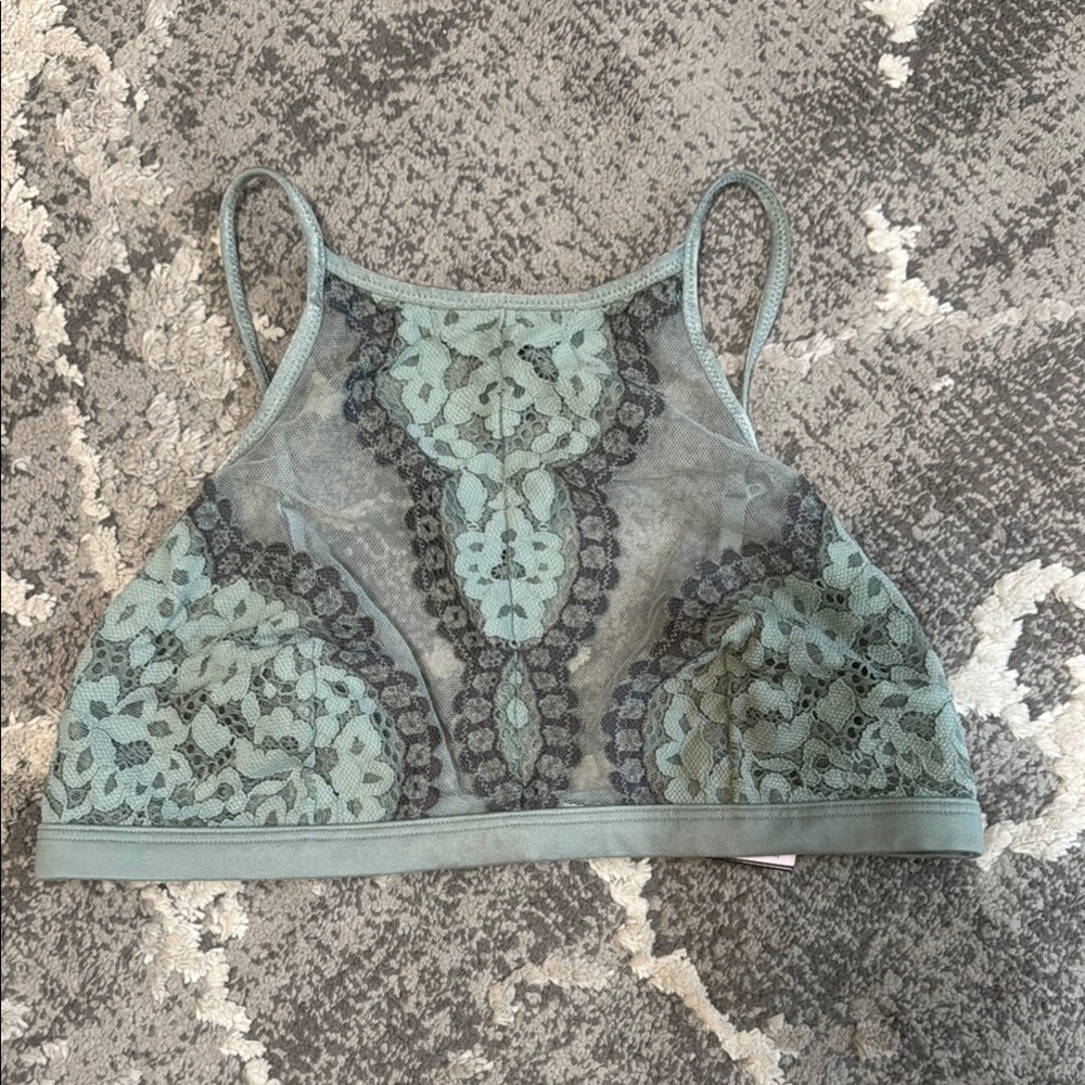 Stylish Green Lace Bralette Size M